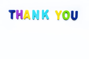 the word thank you on a white background. thank you from children's letters. thank you from letters on a white background. thanks to the doctors.