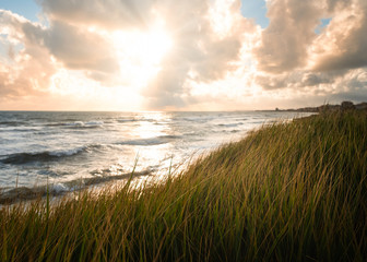 The panoramic view of Mediterranean sea at Ladispoli beach during spring, Ladispoli, Rome