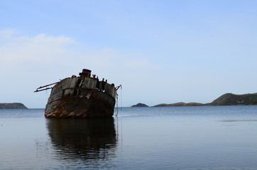 old boat in the sea