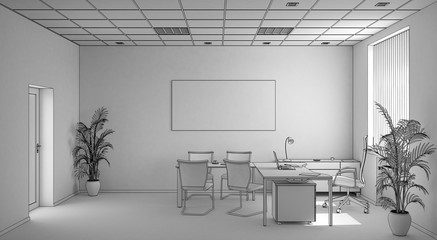 office, interior visualization, 3D illustration
