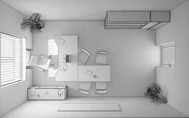 office, interior visualization, 3D illustration