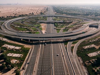 View of wide highway in Dubai, UAE