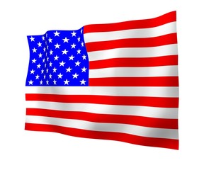 Waving flag of the United States of America. Stars and Stripes. State symbol of the USA. 3D illustration