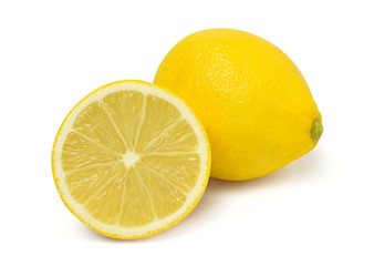 Close up,Sliced lemon fruit and lemon isolated on white background.	