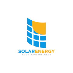 Solar Energy Logo Design Vector Illustration