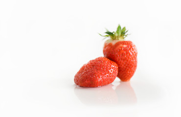 fresh strawberries bright red new crop on a white background