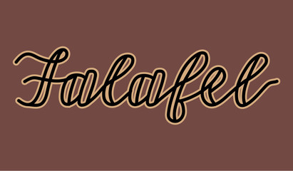 Falafel hand drawn sign. Vector text, hand drawn lettering.