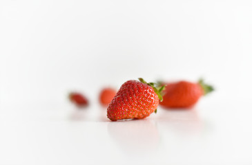 fresh strawberries bright red new crop on a white background