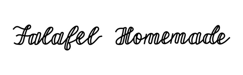 Hand drawn lettering Falafel homemade. Vector text.
