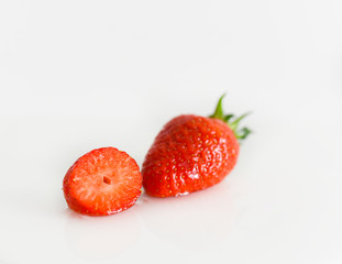 fresh strawberries bright red new crop on a white background