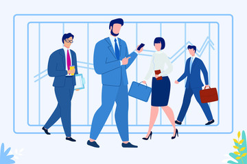 Business people walking. Business concept. Vector illustration concept.