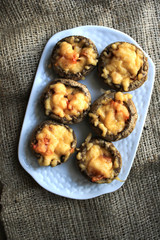 Stuffed mushrooms on a white plate
