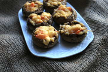 Stuffed mushrooms on a white plate