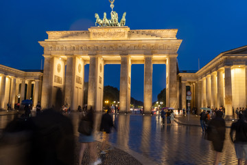 
Movement of people walking through the Brandenburg gate in Berlin in spring 2019