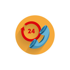 Obraz premium handset flat icon. call center 24 colorful flat icon with long shadow.