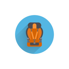 car seat with sports seat belts flat icon. car seat colorful flat icon with long shadow.