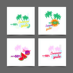 summer instagram post collection - Seasonal summer sales, stylish vector template. Shopping day