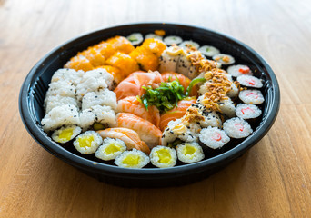 A fresh platter of sushi