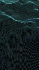 Obraz premium Abstract landscape background. Cyberspace green grid. hi tech network. 3D illustration