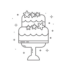 Wedding Cake with Flowers Line Art Icon