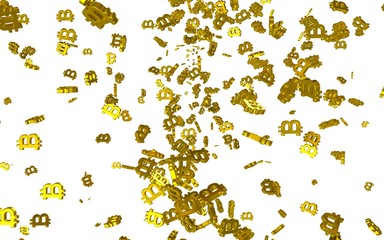 Digital currency symbol Bitcoin on a white background. Fall of bitcoin. crypto currency graph on virtual screen. Business, Finance and technology concept. 3D illustration