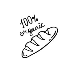 bread doodle icon, vector illustration