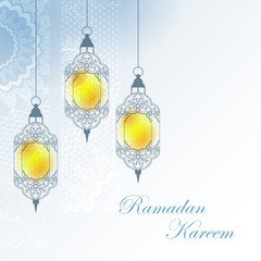 vector illustration of illuminated lamp for Ramadan Kareem Greetings for Ramadan background
