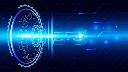 UI Hi-tec interface blue abstract digital technology with glowing particles, vector illustration