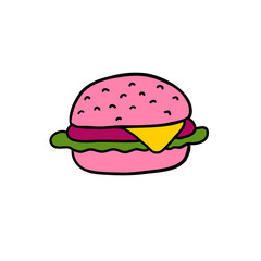 burger doodle icon