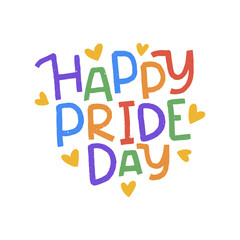 LGBT vector illustration. Happy Pride day hand drawn color lettering.