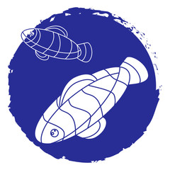 fish emblem in linear style