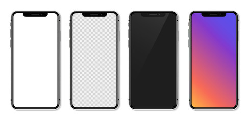 Realistic smartphone with empty white screen. Vector illustration