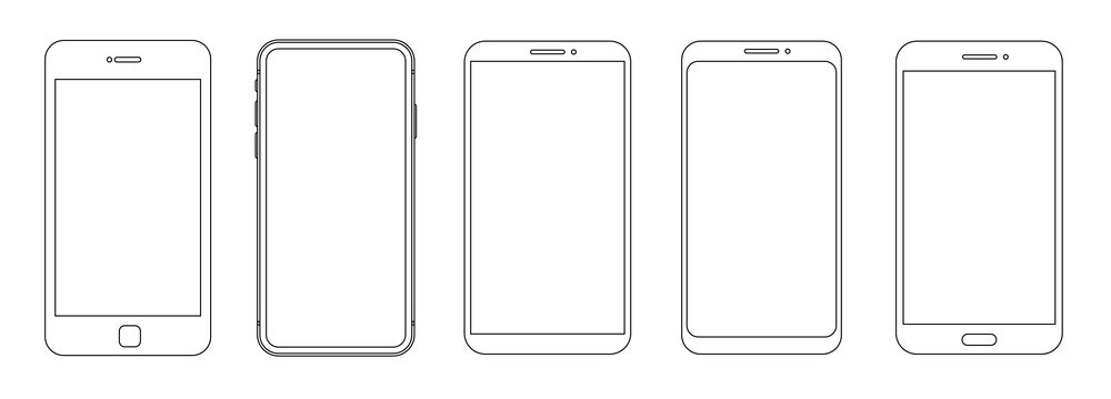 Trendy smartphone mockup mobile phones. Template for infographics or presentation. Vector illustration