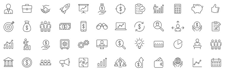 Line Icons Business and Finance. Vector