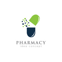 Pharmacy Concept Logo Design Template, Herbal Medicine