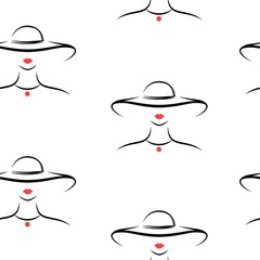 Women's hats. Seamless pattern vector