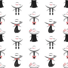 Women's hats. Seamless pattern vector