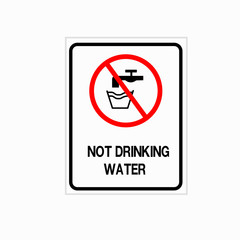 Not drinkable water, prohibition sign. Do not drink water sign, vector illustration.