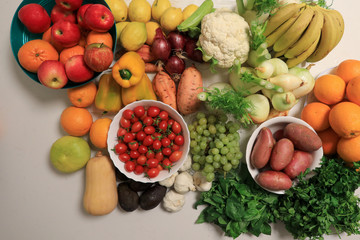 Fruits and Vegetables. Healthy organic food concept.