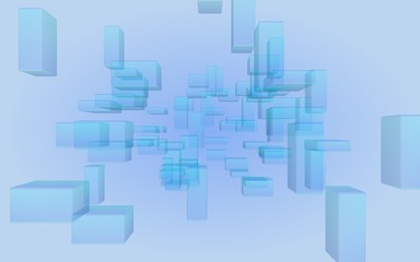 Fototapeta premium Blue and purple abstract digital and technology background. The pattern with repeating rectangles. 3D illustration