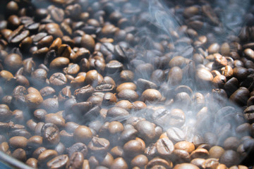 Dry the coffee beans in a pan