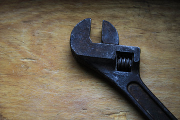 Old tools on a wooden board