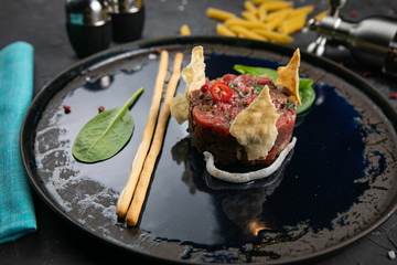 Italian food on black backgrounds. 