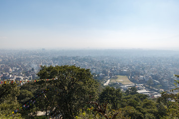 Obraz premium Kathmandu cityscape from the hill of Swayambhunath temple, Nepal.