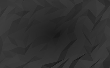 Fototapeta premium Black abstract background. Lowpoly backdrop. Gloomy crumpled paper. 3D illustration