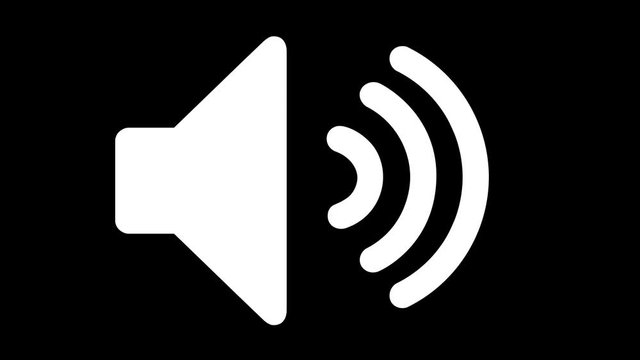 Icon of Sound on Isolated Background with Alpha Channel. Symbol of Audio technology, music, and sound. 4k Vector Animation of speaker volume logo.