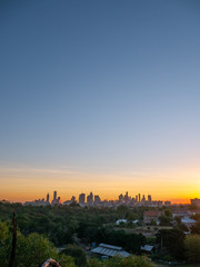 sunrise over melbourne city skyline