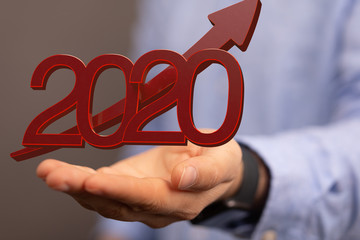 business year 2020 up goals and  success illustration