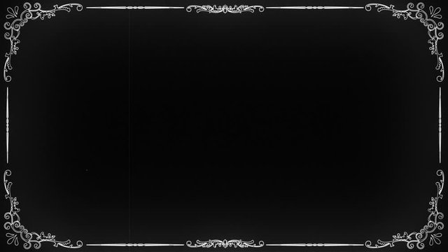 Vintage Old Film Ornament Frame Background/ 4k animation of an olf cinema background with ornamental elements like frame borders, scratch effects and noise texture