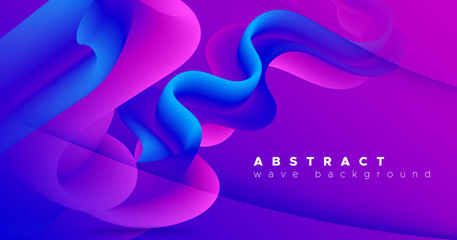 Pink Wave Futuristic Liquid. Vector Music Cover. 